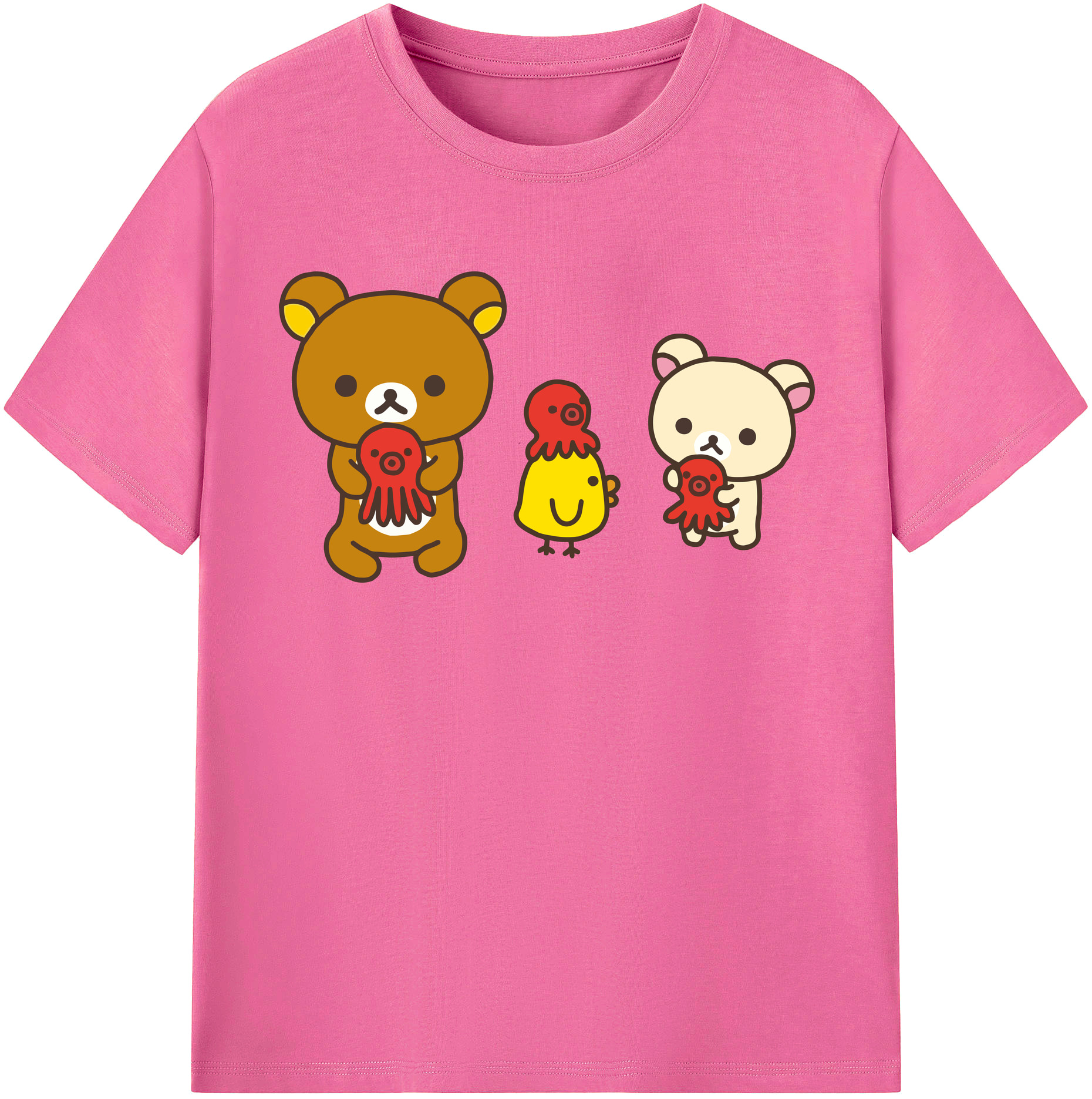 （画像用） リラックマ リラックマ キイロイトリ Rilakkuma Korilakkuma Kiiroitori レディースカジュアルプリントTシャツ（綿100％）